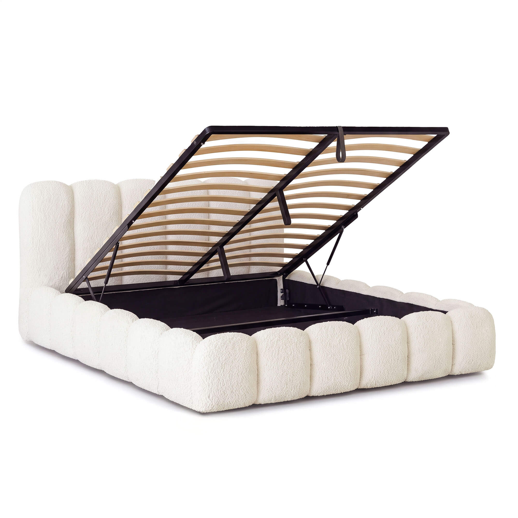Wymiary Łóżko tapicerowane z pojemnikiem SFG0200 | 180x200 | Boucle | Biały #2