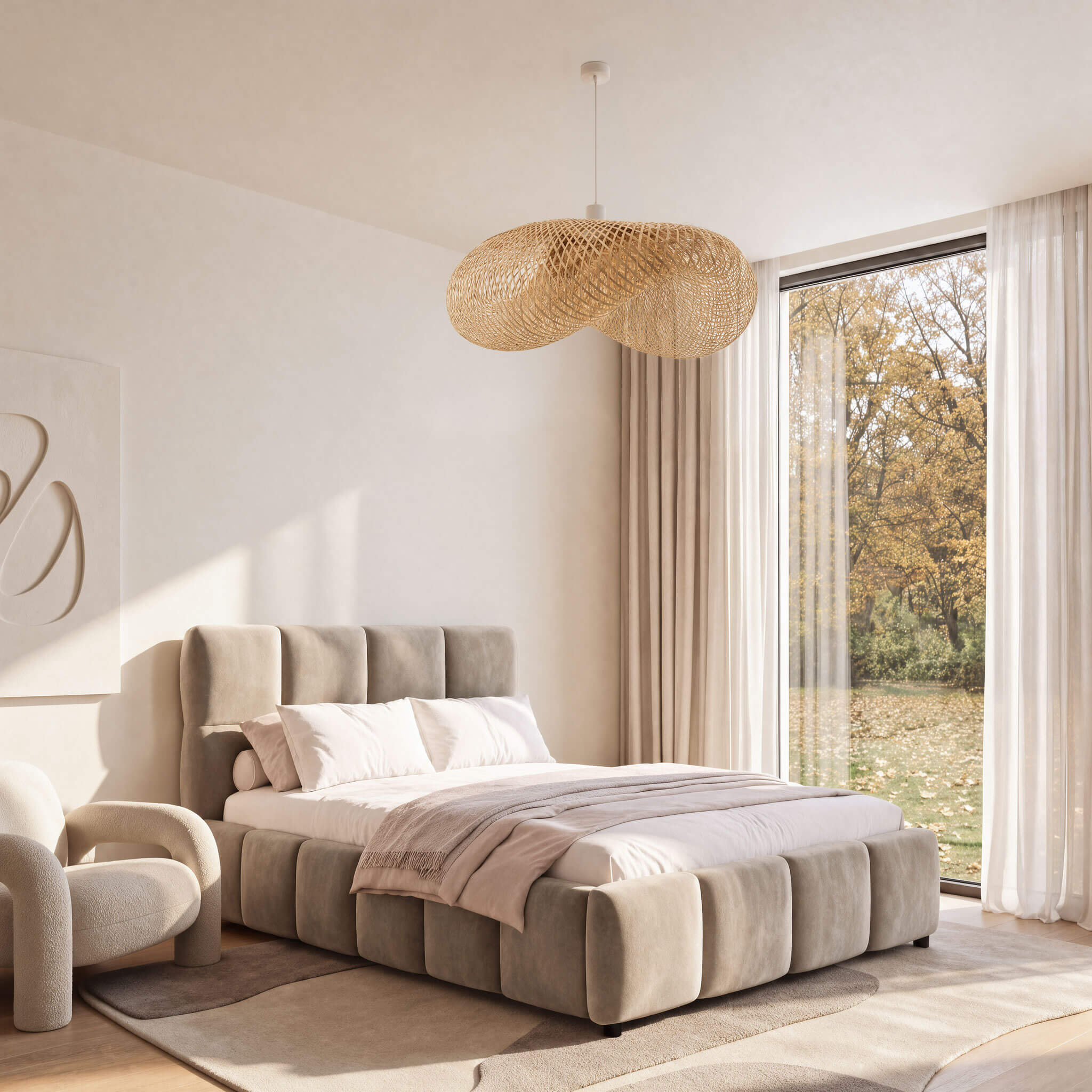 Beżowe łóżko tapicerowane welurowe 4583 120 × 200 cm z pojemnikiem na pościel